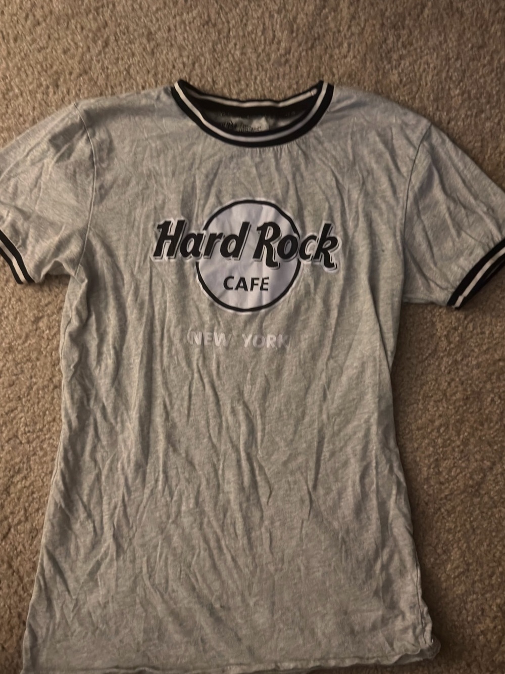 Hard Rock Cafe Light Gray Ringer Graphic Tee with Black Trim